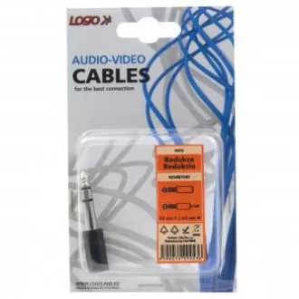 Audio redukce, Jack (6.3mm) samec - Jack (3.5mm) samice, stereo, černá, Logo blistr