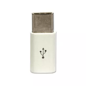 USB redukce, (2.0), USB C samec - microUSB samice, bílá