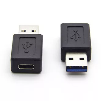 USB redukce, (3.0), USB A samec - USB C samice, černá, plastic bag plastová, 5 Gbps