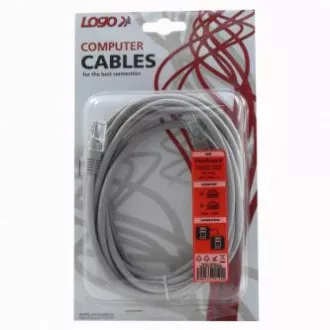 Síťový LAN kabel UTP crossover patchcord, Cat.5e, RJ45 samec - RJ45 samec, 3 m, nestíněný, křížený, šedý, k propojení 2 PC, Logo b