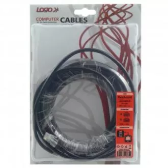 Síťový LAN kabel UTP patchcord, Cat.5e, RJ45 samec - RJ45 samec, 10 m, nestíněný, šedý, Logo blistr