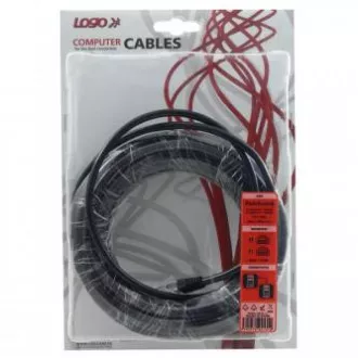 Síťový LAN kabel UTP crossover patchcord, Cat.5e, RJ45 samec - RJ45 samec, 10 m, nestíněný, křížený, šedý, k propojení 2 PC, Logo