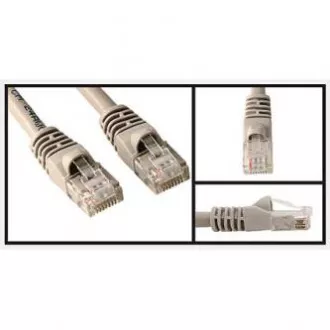 Síťový LAN kabel UTP patchcord, Cat.6, RJ45 samec - RJ45 samec, 10 m, nestíněný, šedý, economy