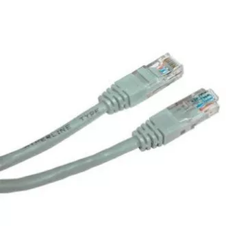 Síťový LAN kabel UTP crossover patchcord, Cat.5e, RJ45 samec - RJ45 samec, 15 m, nestíněný, křížený, šedý, k propojení 2 PC, econo