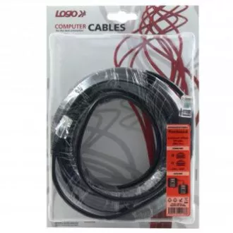 Síťový LAN kabel UTP crossover patchcord, Cat.5e, RJ45 samec - RJ45 samec, 15 m, nestíněný, křížený, šedý, k propojení 2 PC, Logo