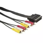 Video kabel SCART samec - 6x CINCH samec, 1.5m, černý