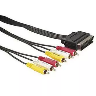 Video kabel SCART samec - 6x CINCH samec, 1.5m, černý Video kabel SCART samec - 6x CINCH samec, 1.5m, černý