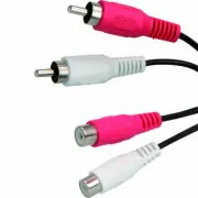 Prodlužovací audio kabel 2x CINCH samec - 2x CINCH samice, 1.5m, černá