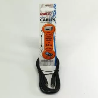 Audio kabel Jack (3.5mm) samec - Jack (3.5mm) samec, 1.5m, černý, Logo
