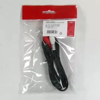 Audio kabel Jack (3.5mm) samec - 2x CINCH samec, 1.5m, černá, Logo