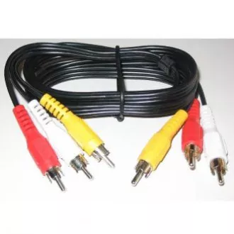 Video kabel 3x CINCH samec - 3x CINCH samec, 2m, černá Video kabel 3x CINCH samec - 3x CINCH samec, 2m, černá