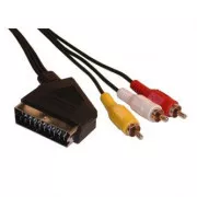 Video kabel SCART samec - 3x CINCH samec, 5m, černý