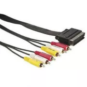Video kabel SCART samec - 6x CINCH samec, 5m, černý
