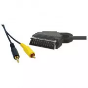 Video kabel SCART samec - CINCH samec + Jack (3.5mm) samec, 5m, černý