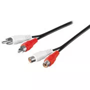 Prodlužovací audio kabel 2x CINCH samec - 2x CINCH samice, 5m, černá