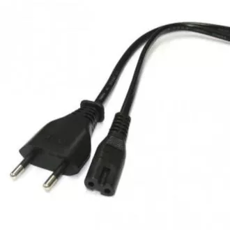Síťový kabel 230V napájecí, CEE7/16 (eurozástrčka) - C7, 2m, VDE approved, černý, Logo, 2-pinová koncovka, DOPRODEJ