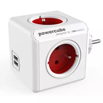 Rozbočovací zásuvka 240V, CEE7 (vidlice) - POWERCUBE, 0.1m, ORIGINAL USB, červená, POWERCUBE, 4 zásuvky, 2xUSB porty Rozbočovací zásuvka 240V, CEE7 (vidlice) - POWERCUBE, 0.1m, ORIGINAL USB, červená, POWERCUBE, 4 zásuvky, 2xUSB porty