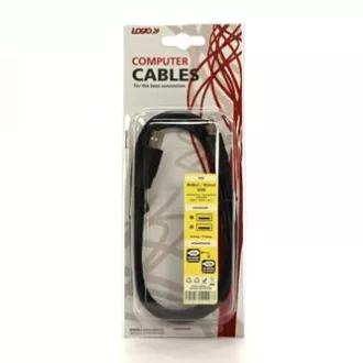 Logo USB kabel (2.0), USB A samec - USB A samec, 1.8m, černý, blistr, High Speed
