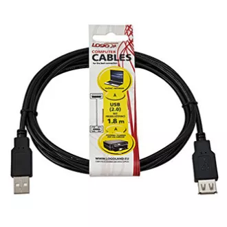 Logo USB prodlužka (2.0), USB A samec - USB A samice, 1.8m, černá Logo USB prodlužka (2.0), USB A samec - USB A samice, 1.8m, černá