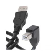 USB kabel (2.0), USB A samec - USB B samec, 2m, lomený 90&deg;, černý