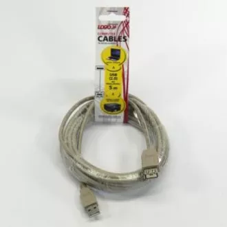 Logo USB prodlužovací kabel (2.0), USB A samec - USB A samice, 5m, šedý, DOPRODEJ