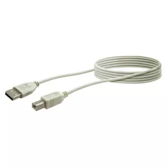 USB kabel (2.0), USB A samec - USB B samec, 3m, šedý, plastic bag
