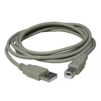 USB kabel (2.0), USB A samec - USB B samec, 3m, šedý, plastic bag