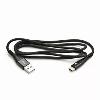 Logo USB kabel (2.0), USB A samec - USB C samec, 2m, 480 Mb/s, 5V/3A, černý, box, nylonové opletení, hliníkový kryt konektoru