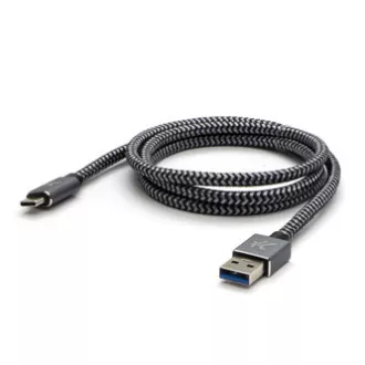 Logo USB kabel (3.2 gen 1), USB A samec - USB C samec, 2m, 5 Gb/s, 5V/2A, šedý, box, kovové opletení, hliníkový kryt konektoru