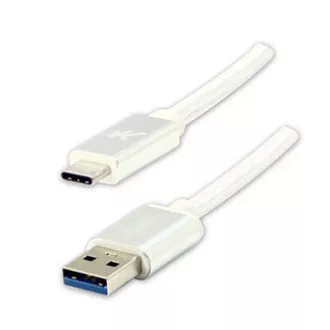 Logo USB kabel (3.2 gen 1), USB A samec - USB C samec, 1m, 5 Gb/s, 5V/3A, bílý, box, nylonové opletení, hliníkový kryt konektoru Logo USB kabel (3.2 gen 1), USB A samec - USB C samec, 1m, 5 Gb/s, 5V/3A, bílý, box, nylonové opletení, hliníkový kryt konektoru