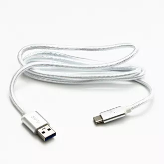 Logo USB kabel (3.2 gen 1), USB A samec - USB C samec, 1m, 5 Gb/s, 5V/3A, bílý, box, nylonové opletení, hliníkový kryt konektoru Logo USB kabel (3.2 gen 1), USB A samec - USB C samec, 1m, 5 Gb/s, 5V/3A, bílý, box, nylonové opletení, hliníkový kryt konektoru