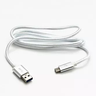 Logo USB kabel (3.2 gen 1), USB A samec - USB C samec, 2m, 5 Gb/s, 5V/3A, bílý, box, nylonové opletení, hliníkový kryt konektoru