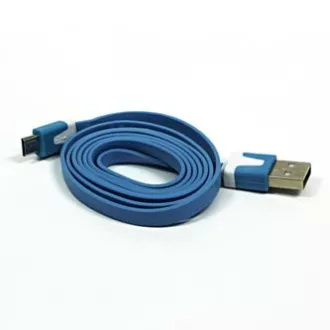 USB kabel (2.0), USB A samec - microUSB samec, 1m, plochý, modrý USB kabel (2.0), USB A samec - microUSB samec, 1m, plochý, modrý