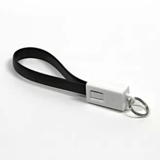 USB kabel (2.0), USB A samec - microUSB samec, 49160, 0.2m, černý, klíčenka, DOPRODEJ