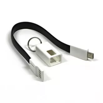 USB kabel (2.0), USB A samec - microUSB samec, 49160, 0.2m, černý, klíčenka, DOPRODEJ
