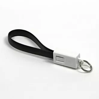 Logo USB kabel (2.0), USB A samec - microUSB samec, 0.2m, černý, blistr, klíčenka, DOPRODEJ