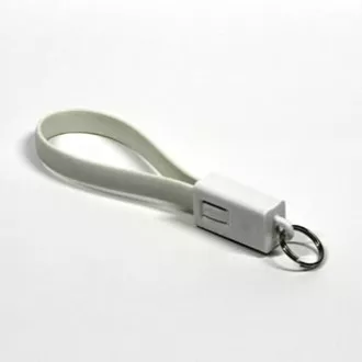 USB kabel (2.0), USB A samec - microUSB samec, 0.2m, bílý, klíčenka, DOPRODEJ