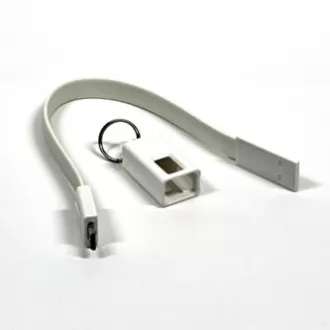 USB kabel (2.0), USB A samec - microUSB samec, 0.2m, bílý, klíčenka, DOPRODEJ