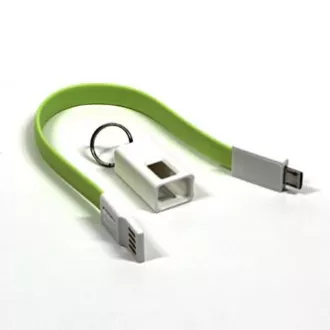 Logo USB kabel (2.0), USB A samec - microUSB samec, 0.2m, světle zelená, blistr, klíčenka