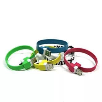 USB kabel (2.0), USB A samec - microUSB samec, 0.25m, žlutý, náramek, DOPRODEJ