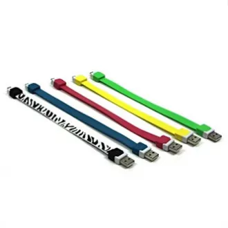 USB kabel (2.0), USB A samec - microUSB samec, 0.25m, žlutý, náramek, DOPRODEJ