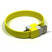 Logo USB kabel (2.0), USB A samec - microUSB samec, 0.25m, žlutý, blistr, náramek
