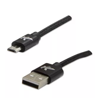 Logo USB kabel (2.0), USB A samec - microUSB samec, 1m, 480 Mb/s, 5V/2A, černý, box, nylonové opletení, hliníkový kryt konektoru Logo USB kabel (2.0), USB A samec - microUSB samec, 1m, 480 Mb/s, 5V/2A, černý, box, nylonové opletení, hliníkový kryt konektoru