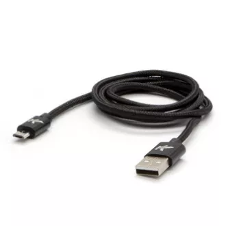 Logo USB kabel (2.0), USB A samec - microUSB samec, 2m, 480 Mb/s, 5V/1A, černý, box, nylonové opletení, hliníkový kryt konektoru