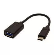 USB redukce (3.0), USB C samec - USB A samice, 0.15m, kulatý, černý, plastic bag, OTG kabel