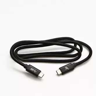 Logo USB kabel (3.2 gen 1), USB C samec - USB C samec, 1m, 5 Gb/s, 5V/3A, černý, box, nylonové opletení, hliníkový kryt konektoru