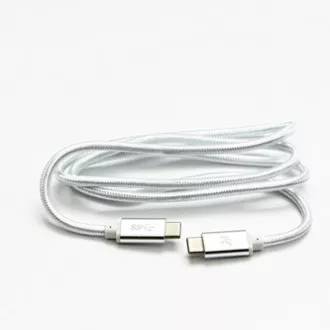 Logo USB kabel (3.2 gen 1), USB C samec - USB C samec, 1m, 5 Gb/s, 5V/3A, bílý, box, nylonové opletení, hliníkový kryt konektoru