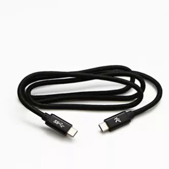 Logo USB kabel (3.2 gen 1), USB C samec - USB C samec, 2m, 5 Gb/s, 5V/3A, černý, box, nylonové opletení, hliníkový kryt konektoru