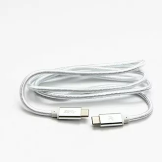 Logo USB kabel (3.2 gen 1), USB C samec - USB C samec, 2m, 5 Gb/s, 5V/3A, bílý, box, nylonové opletení, hliníkový kryt konektoru