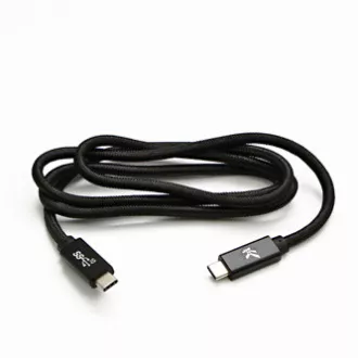Logo USB kabel (3.2 gen 2), USB C samec - USB C samec, 1m, Power Delivery 100W, 10 Gb/s, 20V/5A, černý, box, nylonové opletení, hl